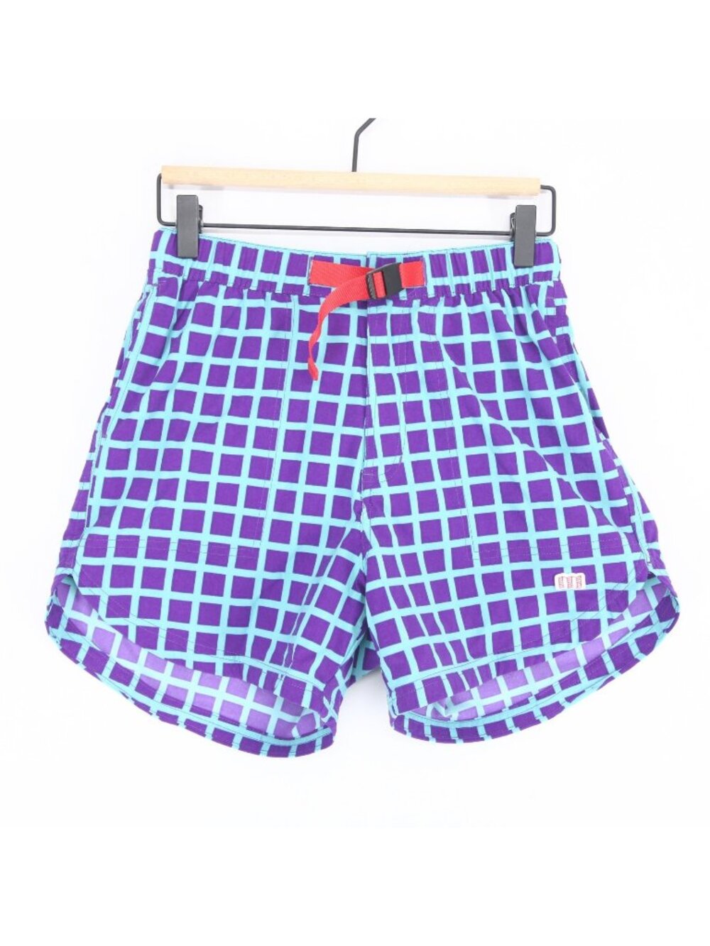Topo Designs River Shorts Womens S Purple Grid Belted Nylon Hiking Athletic